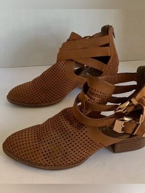 Perforated  Strappy Ankle Boots